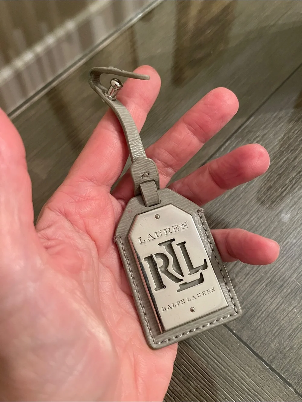 Lauren Ralph Lauren Grey & Silver Replacement Handbag Logo Hangtag - Bag Charm